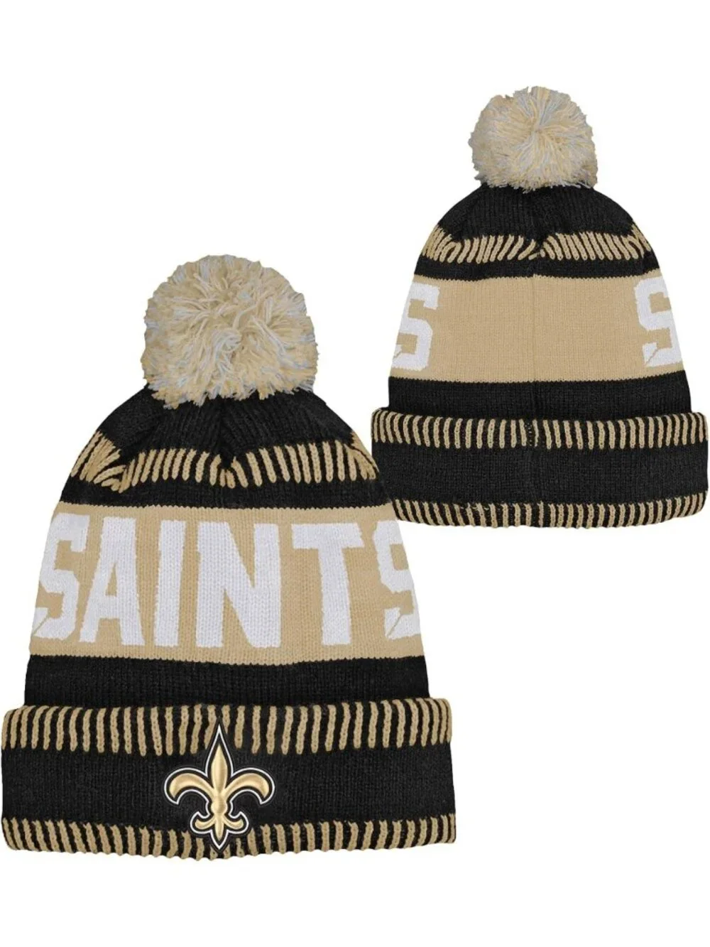 Youth Cold Weather Football Pom Beanie Hat - Team Color Knit Cap for Kids 8-20